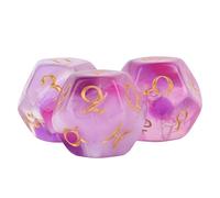 Bonbela Set di 3 dadi da 12 lati, 4 colori, impermeabile, resistente all'usura, acrilico, leggero, portatile, per giochi (rosso, viola e bianco)