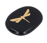 Bonbela Worry Stone Libellula Intagliata in Oro, Superficie Liscia per il | Pietra Tascabile Compatta, Struttura in Lucido e Robusto, da Usare a Casa o in Ufficio, Accessorio per Alleviare L'ansia