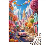 Bonbon - Mini puzzle con auto e città, 1000 pezzi, per adulti | 38 x 26 cm, puzzle di carta, per gli amanti dello stress, fatto a mano, regalo per amici, decorazione per il soggiorno
