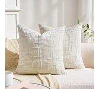 BonBotimen Copricuscini Divano Bianco Camera da Letto Cuscini Arredo Piazza Fodere Arredamento Casa Federe Moderni Morbido Resistente in Ciniglia Velluto con la Cerniera Invisibile 2 Pezzi 45x45 cm