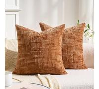 BonBotimen Federe Cuscini 45x45 Arancia Copricuscino Divano in Ciniglia Velluto, Copricuscino Moderni Cuscino Elegante Morbido Decorativo Per Divano, Camera Da Letto, Soggiorno, Set da 2