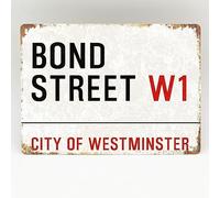 Bond Street Targa in metallo Londra vintage retrò targa per garage decorazione casa uomo grotta decorazione esterna placca 20,3 x 30,5 cm