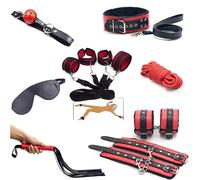 KIT sadomaso rosso e nero SET FRUSTINO sex sexy Frusta collare GUINZAGLIO