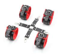 BONDAGE KIT SADOMASO POLSINI CROCE rosso nero E CAVIGLIERE sexy