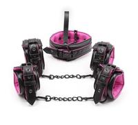 BONDAGE sadomaso imbottito pink sex toy cavigliere collare manette guinzaglio