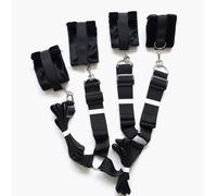 Bondage set blocco anche per il letto manette cavigliere peluche nero regolabile ideale per BDSM e fetish