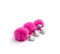 BONDAGERIE® Bunnytail plug anale ponpon con coda coniglietto di colore fucsia, sextoys per lui e lei, coniglio gioco per donna e uomo, Taglia Size: M