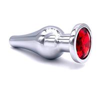 BONDAGERIE® Buttplug anale lungo affusolato, con diamante Rosso, analesex per lui e lei con sacchetto incluso, Taglia (S)