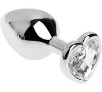 BONDAGERIE® Plug anale con gioiello a forma di cuore bianco, sacchetto incluso, Taglia S