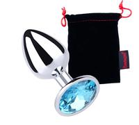 BONDAGERIE® Plug anale con gioiello azzurro, sacchetto incluso, Taglia M
