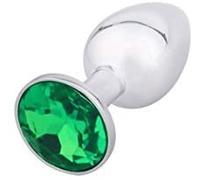 BONDAGERIE® Plug anale con gioiello di colore Verde, sacco incluso, Taglia M