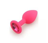 BONDAGERIE® Plug anale in silicone rosa con gioiello rosso, Taglia L