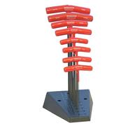 Bondhus 13189 - Set di 8 chiavistelli a sfera e maniglie esagonali a T con supporto, misure 2-10 mm, colore: Rosso