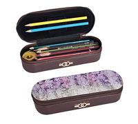 BONDIJ Astuccio in pelle con stampa a fiori di rosa, grande capacità, astuccio carino per matite e cosmetici, con cerniera, Lavanda, Taglia unica
