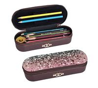 BONDIJ Astuccio in pelle con stampa glitter rosa, grande capacità, astuccio per matite carino astuccio per cosmetici con cerniera, Glitter rosa., Taglia unica