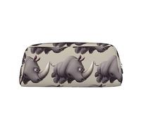BONDIJ Astuccio portamatite, astuccio grande capacità con cerniera, borsa per cosmetici Angry Rhino per donne e uomini, Argento, Taglia unica