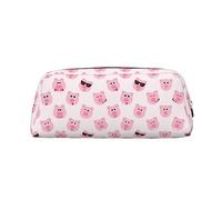 BONDIJ Astuccio portamatite, grande capacità, con cerniera, divertente motivo maiale rosa, per donne e uomini, Argento, Taglia unica