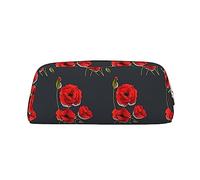 BONDIJ Astuccio portamatite, grande capacità, con cerniera, fiori di papavero, trousse per cosmetici, per donne e uomini, Oro, Taglia unica