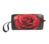 BONDIJ Borsa da trucco da viaggio, Borsa da toeletta portatile, Borsa cosmetica da viaggio con fiore rosa di grande capacità, borsa portaoggetti multifunzionale, bianca, taglia unica, bianco, Taglia