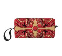 BONDIJ Borsa da trucco da viaggio, Borsa da toeletta portatile, Borsa cosmetica da viaggio con motivo artistico russo, borsa portaoggetti multifunzionale, bianca, taglia unica