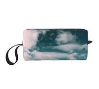 BONDIJ Borsa da trucco da viaggio, Borsa da toeletta portatile, Borsa cosmetica da viaggio paesaggistica di grande capacità, borsa portaoggetti multifunzionale, bianca, taglia unica