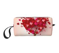BONDIJ Borsa da trucco da viaggio, Borsa da toilette portatile, Borsa cosmetica da viaggio con albero a forma di cuore di grande capacità, borsa portaoggetti multifunzionale, bianca, taglia unica