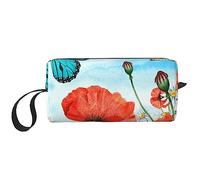 BONDIJ Borsa da trucco da viaggio, Borsa da toilette portatile, Borsa cosmetica da viaggio con fiori primaverili di grande capacità, borsa da viaggio multifunzionale, bianca, taglia unica