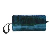 BONDIJ Borsa da trucco da viaggio, Borsa da toilette portatile, Borsa cosmetica da viaggio con lago nebbioso di grande capacità, borsa portaoggetti multifunzionale, bianca, taglia unica