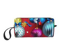 BONDIJ Borsa da trucco da viaggio, borsa da toilette portatile, borsa cosmetica da viaggio con palla di Natale di grande capacità, borsa portaoggetti multifunzionale, bianca, taglia unica
