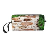 BONDIJ Borsa di trucco di viaggio, Borsa da toilette portatile, Borsa cosmetica di viaggio di avvolgimento della passerella di pietra di grande capacità, borsa multifunzionale di stoccaggio, bianco,
