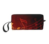 BONDIJ Borsa per il trucco da viaggio, Borsa da toeletta portatile, Borsa cosmetica da viaggio con nota musicale con fiamma rossa, borsa da viaggio multifunzione, bianca, taglia unica