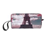 BONDIJ Borsa per il trucco da viaggio, Borsa da toeletta portatile, Borsa cosmetica da viaggio con torre Eiffel paesaggio, borsa multifunzionale per cosmetici, bianca, taglia unica