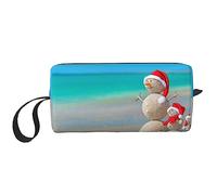 BONDIJ Borsa per il trucco da viaggio, Borsa da toilette portatile, Borsa cosmetica da viaggio con conchiglie di pupazzo di neve di grande capacità, borsa portaoggetti multifunzionale, bianca, taglia