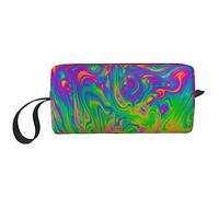 BONDIJ Borsa per il trucco da viaggio, Borsa da toilette portatile, Borsa cosmetica da viaggio con illustrazione astratta di grande capacità, borsa portaoggetti multifunzionale, bianca, taglia unica