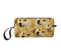 BONDIJ Borsa per il trucco da viaggio, Borsa da toilette portatile, Borsa cosmetica da viaggio con meme Mr Doge, borsa multifunzionale per cosmetici, bianca, taglia unica