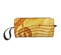 BONDIJ Borsa per il trucco da viaggio, Borsa da toilette portatile, Borsa cosmetica da viaggio con sfondo musicale vintage di grande capacità, borsa portaoggetti multifunzionale, bianca, taglia unica