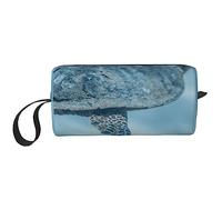 BONDIJ Borsa per il trucco da viaggio, Borsa da toilette portatile, Borsa cosmetica da viaggio con tartaruga marina di grande capacità, borsa portaoggetti multifunzionale, bianca, taglia unica