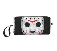 BONDIJ Borsa per il trucco da viaggio, Borsa da toilette portatile, Borsa cosmetica da viaggio con teschio horror di grande capacità, borsa portaoggetti multifunzionale, bianca, taglia unica
