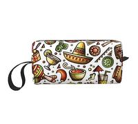 BONDIJ Borsa per il trucco da viaggio, Borsa da toilette portatile, Borsa cosmetica da viaggio per chitarra con cappelli di grande capacità, borsa portaoggetti multifunzionale, bianca, taglia unica