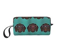 BONDIJ Borsa per il trucco da viaggio, Borsa da toilette portatile, Borsa cosmetica da viaggio tedesca a pelo corto di grande capacità, borsa portaoggetti multifunzionale, bianca, taglia unica