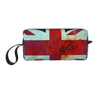 BONDIJ Borsa per il trucco da viaggio, borsa da toilette portatile, grande capacità vintage Union Jack bandiera britannica borsa cosmetica da viaggio, borsa portaoggetti multifunzionale, bianca