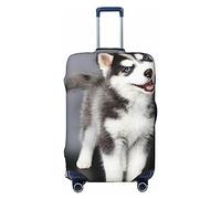 BONDIJ Carino Husky Dog bagagli copre viaggio antipolvere valigia copertura per 45-81 pollici bagagli, Nero , L