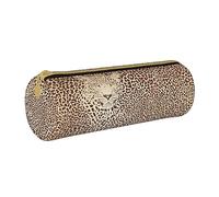BONDIJ Colibrì e fiori in fiore stampato astuccio in pelle da donna, grande capacità astuccio portapenne con cerniera per ufficio, Divertenti Pelli Leopardo, Taglia unica