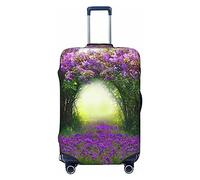 BONDIJ Copertura antipolvere per valigie da viaggio con campo di fiori per bagagli da 45-81 cm, Nero , XL