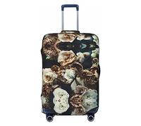 BONDIJ Copertura antipolvere per valigie da viaggio con fiori per bagagli da 45-81 cm, Nero , L