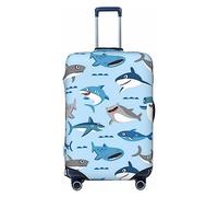 BONDIJ Copertura antipolvere per valigie da viaggio con squalo dei cartoni animati per bagagli da 45-81 cm, Nero , L