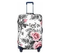BONDIJ Copertura per bagagli da viaggio, antipolvere, colore bianco acquerello floreale rosa, copertura per valigie per 45-81 cm, Nero , S