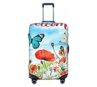 BONDIJ Copertura per bagagli da viaggio, antipolvere con fiori primaverili e api, protezione per valigie da 46-81 cm, Nero , S