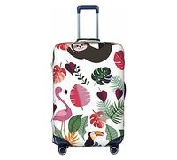 BONDIJ Copertura per bagagli da viaggio, antipolvere, motivo: bradipo in rosa tropicale giungla tropicale, copertura per valigie da 45,7 - 81,7 cm, Nero , M