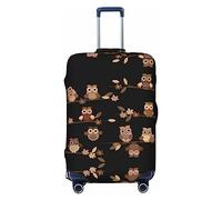 BONDIJ Copertura per valigie da viaggio a prova di polvere con gufi marroni, per bagagli da 45-81 cm, Nero , XL